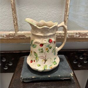 Vintage James Kent Old Foley Strawberry 7 1/2" Pitcher, Aged to Perfection!